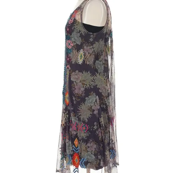 Johnny Was Biya Mesh Dress XS Embroidered Boho Festival Sleeveless