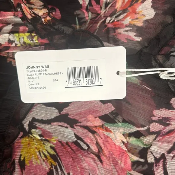 Johnny Was Lizzy Black Floral Maxi Dress