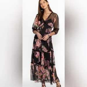 Johnny Was Lizzy Black Floral Maxi Dress