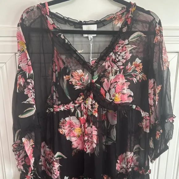 Johnny Was Lizzy Black Floral Maxi Dress