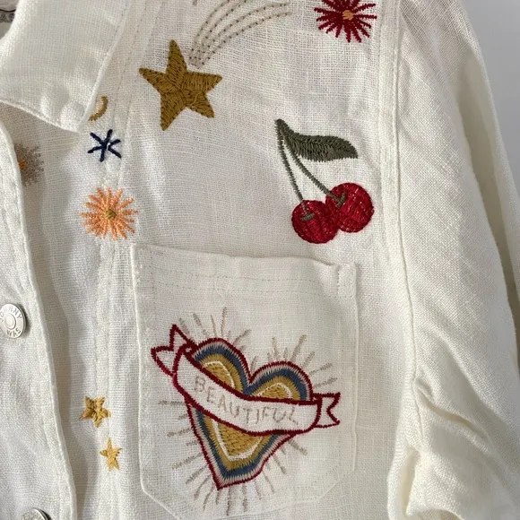 Johnny Was Workshop Odine Worker Jacket White SZ XS