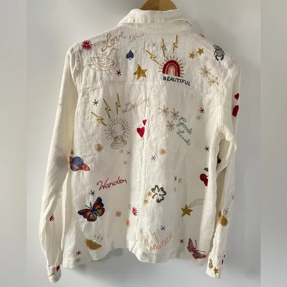 Johnny Was Workshop Odine Worker Jacket White SZ XS