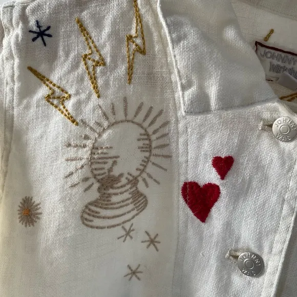 Johnny Was Workshop Odine Worker Jacket White SZ XS