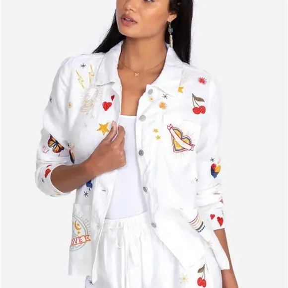 Johnny Was Workshop Odine Worker Jacket White SZ XS