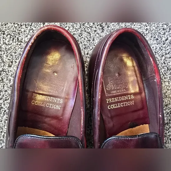 JOHNSON &amp; MURPHY ARISTOCRATS ALL LEATHER DARK BURGUNDY SLIP ON Mens Size 8
