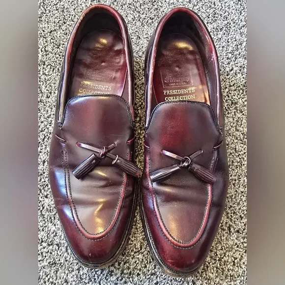 JOHNSON &amp; MURPHY ARISTOCRATS ALL LEATHER DARK BURGUNDY SLIP ON Mens Size 8