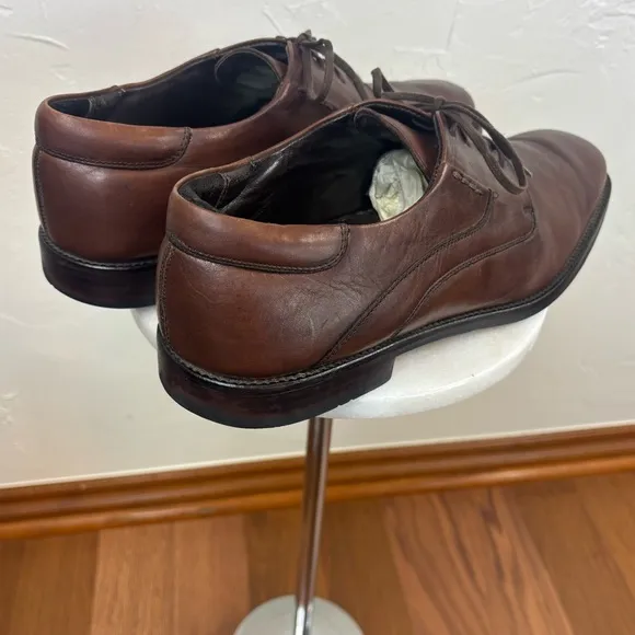JOHNSTON &amp; MURPHY Brown Leather Dress Shoe Oxford Lace Office Formal Men's Sz 13
