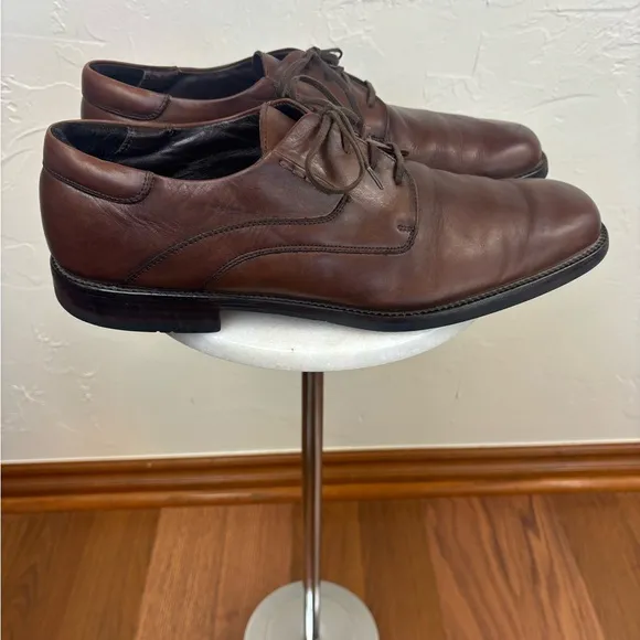JOHNSTON &amp; MURPHY Brown Leather Dress Shoe Oxford Lace Office Formal Men's Sz 13