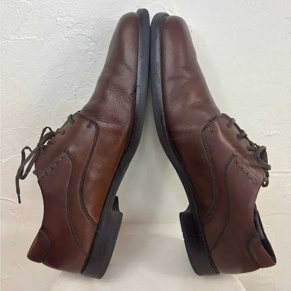 JOHNSTON &amp; MURPHY Brown Leather Dress Shoe Oxford Lace Office Formal Men's Sz 13