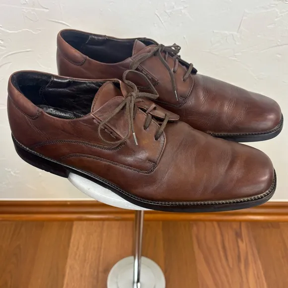 JOHNSTON &amp; MURPHY Brown Leather Dress Shoe Oxford Lace Office Formal Men's Sz 13