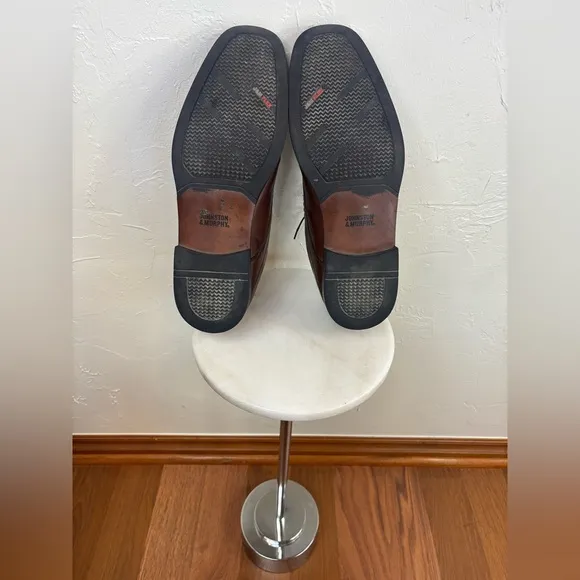 JOHNSTON &amp; MURPHY Brown Leather Dress Shoe Oxford Lace Office Formal Men's Sz 13