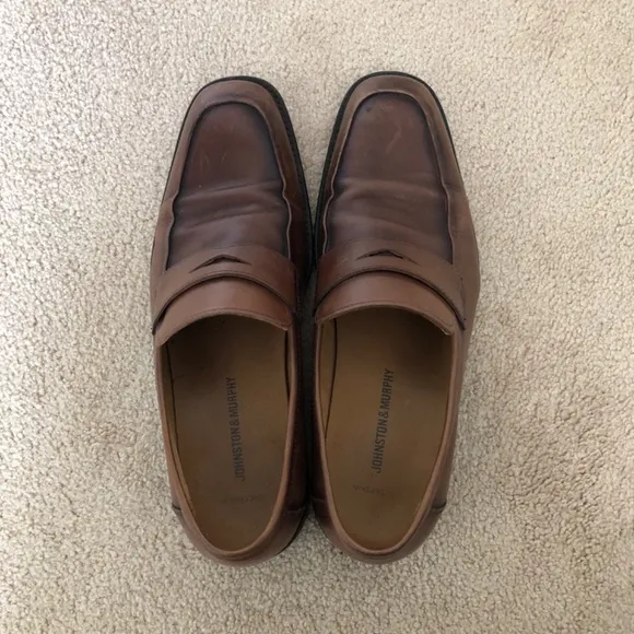 Johnston &amp; Murphy Brown Sheepskin Leather Penny Ellsworth Loafers Mens Size 9
