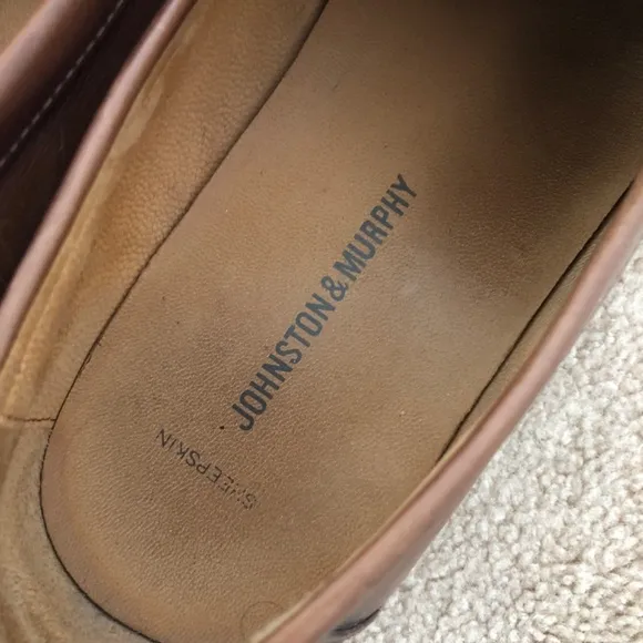 Johnston &amp; Murphy Brown Sheepskin Leather Penny Ellsworth Loafers Mens Size 9