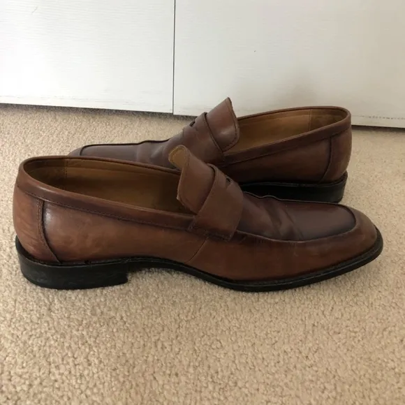 Johnston &amp; Murphy Brown Sheepskin Leather Penny Ellsworth Loafers Mens Size 9