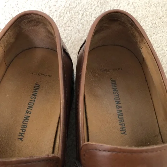 Johnston &amp; Murphy Brown Sheepskin Leather Penny Ellsworth Loafers Mens Size 9