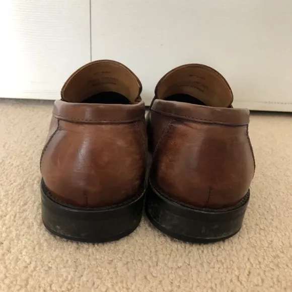 Johnston &amp; Murphy Brown Sheepskin Leather Penny Ellsworth Loafers Mens Size 9