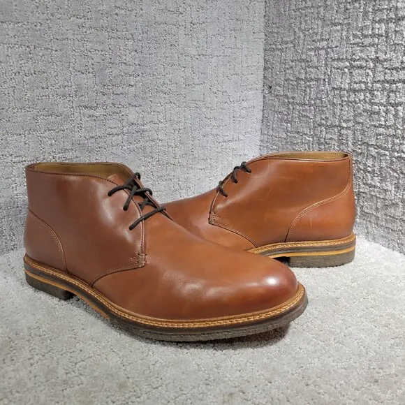 Johnston &amp; Murphy Calder Mens Size 14M Mahogany Leather Crepe Sole Boots 20-7280