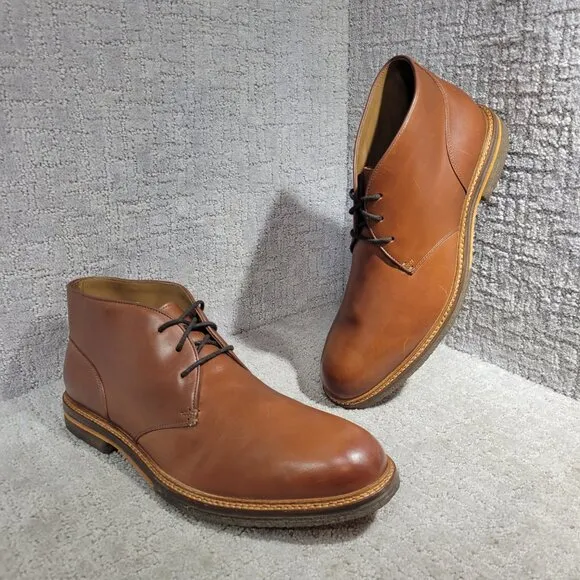 Johnston &amp; Murphy Calder Mens Size 14M Mahogany Leather Crepe Sole Boots 20-7280