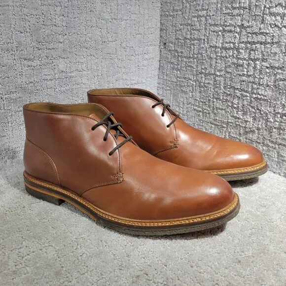 Johnston &amp; Murphy Calder Mens Size 14M Mahogany Leather Crepe Sole Boots 20-7280