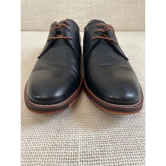 Johnston &amp; Murphy Conrad Plain Toe Derby Black Tie Up Shoes 20-2235, Size 9.5