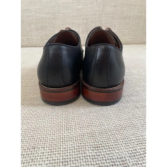 Johnston &amp; Murphy Conrad Plain Toe Derby Black Tie Up Shoes 20-2235, Size 9.5