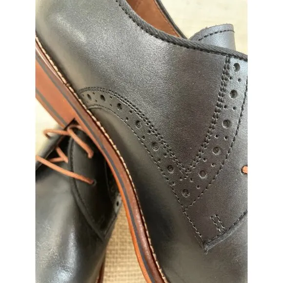 Johnston &amp; Murphy Conrad Plain Toe Derby Black Tie Up Shoes 20-2235, Size 9.5