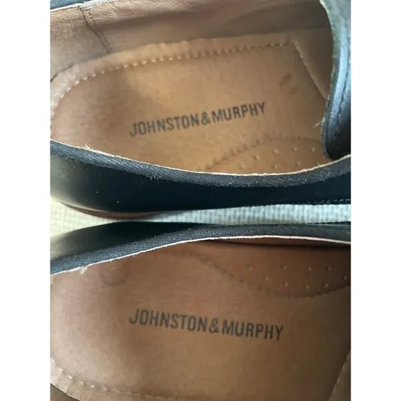 Johnston &amp; Murphy Conrad Plain Toe Derby Black Tie Up Shoes 20-2235, Size 9.5