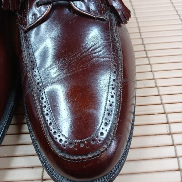 Johnston &amp; Murphy Crown Aristocraft Rare Brogue Apron Toe Derby tassel lace brow