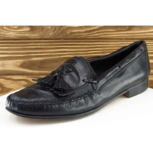 Johnston &amp; Murphy Domani Shoes Size 9.5 M Black Loafer Leather Men 7751‎