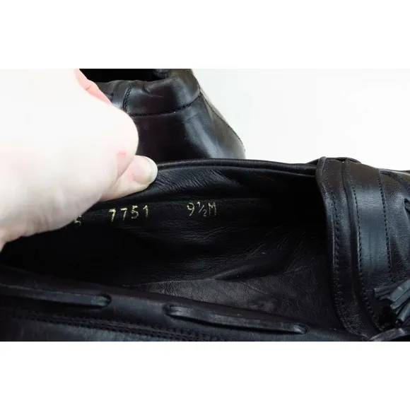 Johnston &amp; Murphy Domani Shoes Size 9.5 M Black Loafer Leather Men 7751‎
