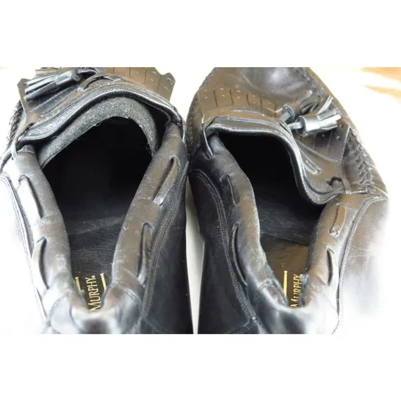 Johnston &amp; Murphy Domani Shoes Size 9.5 M Black Loafer Leather Men 7751‎