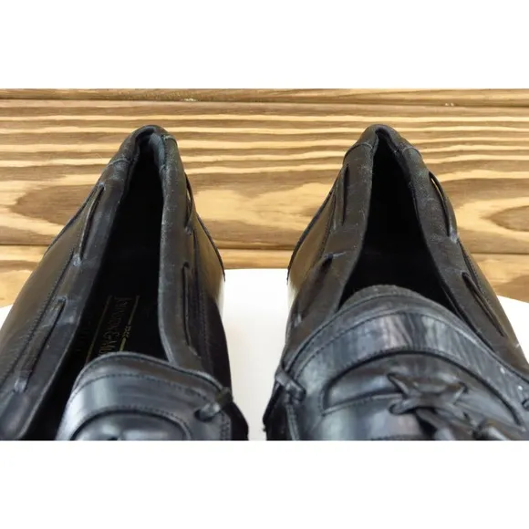 Johnston &amp; Murphy Domani Shoes Size 9.5 M Black Loafer Leather Men 7751‎