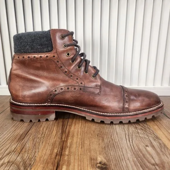 Johnston &amp; Murphy J&amp;M 1850 Karnes Cap Toe Mens 9.5 M Brown Leather Boots 20-8856