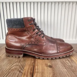 Johnston &amp; Murphy J&amp;M 1850 Karnes Cap Toe Mens 9.5 M Brown Leather Boots 20-8856