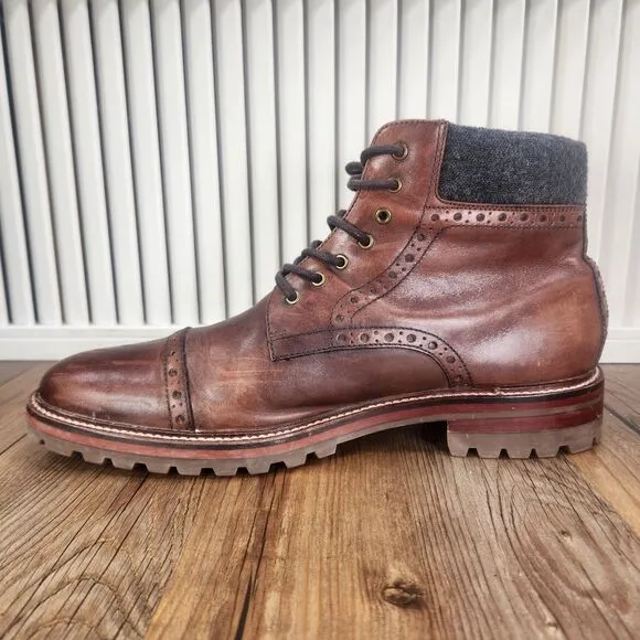 Johnston &amp; Murphy J&amp;M 1850 Karnes Cap Toe Mens 9.5 M Brown Leather Boots 20-8856