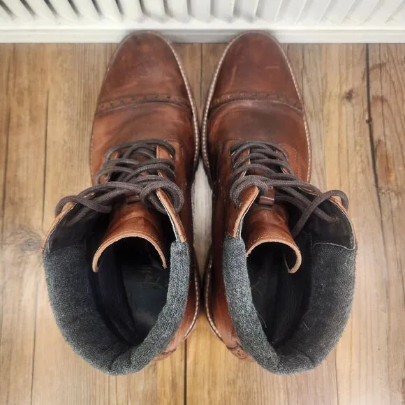 Johnston &amp; Murphy J&amp;M 1850 Karnes Cap Toe Mens 9.5 M Brown Leather Boots 20-8856