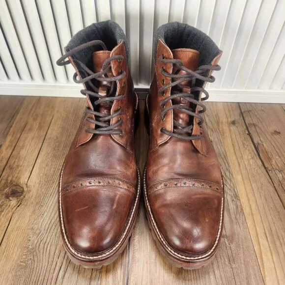 Johnston &amp; Murphy J&amp;M 1850 Karnes Cap Toe Mens 9.5 M Brown Leather Boots 20-8856