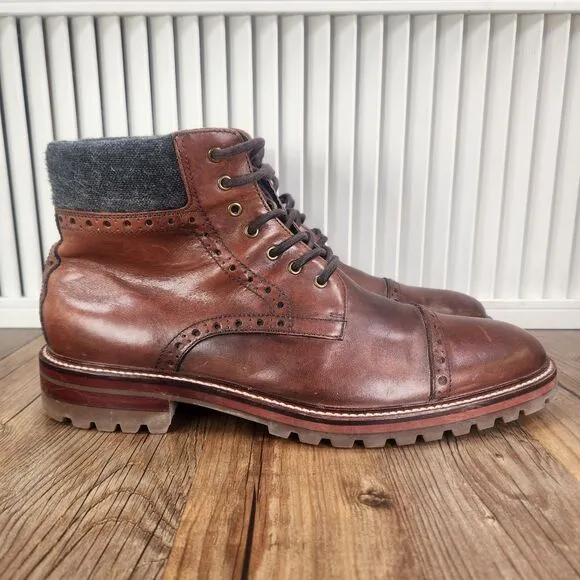 Johnston &amp; Murphy J&amp;M 1850 Karnes Cap Toe Mens 9.5 M Brown Leather Boots 20-8856