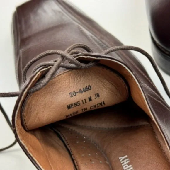 Johnston &amp; Murphy Leather Square Toe‎ Derby Oxford Mens 11 M EUC Lace-up Shoes