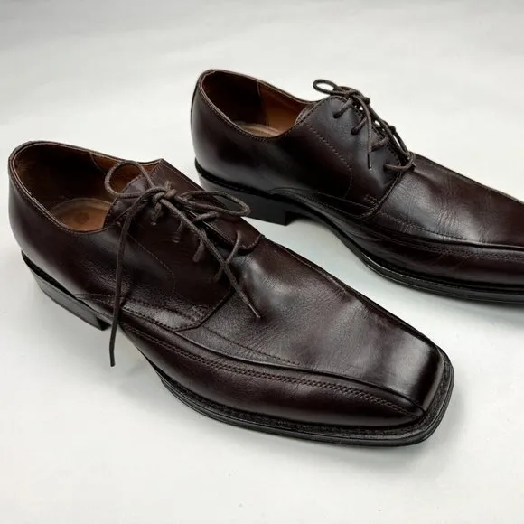 Johnston &amp; Murphy Leather Square Toe‎ Derby Oxford Mens 11 M EUC Lace-up Shoes