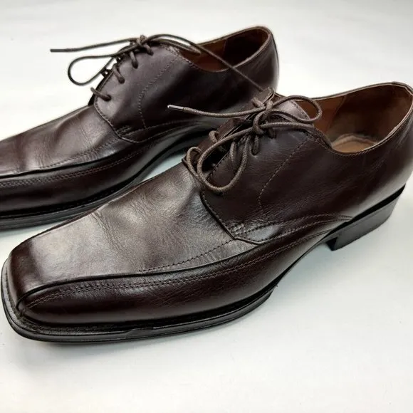 Johnston &amp; Murphy Leather Square Toe‎ Derby Oxford Mens 11 M EUC Lace-up Shoes
