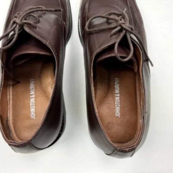 Johnston &amp; Murphy Leather Square Toe‎ Derby Oxford Mens 11 M EUC Lace-up Shoes
