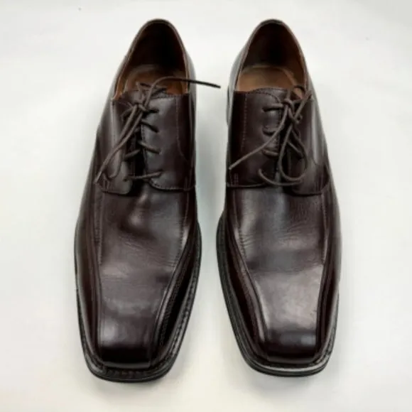 Johnston &amp; Murphy Leather Square Toe‎ Derby Oxford Mens 11 M EUC Lace-up Shoes