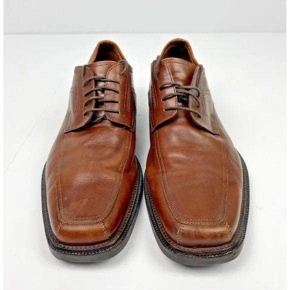 Johnston &amp; Murphy Mens Derby Square Toe Oxford Dress Shoes Size 13 Brown Leather