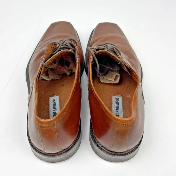 Johnston &amp; Murphy Mens Derby Square Toe Oxford Dress Shoes Size 13 Brown Leather