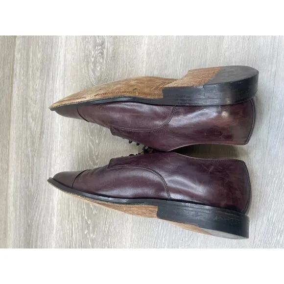 Johnston &amp; Murphy Mens Emery Cap Cordovan 15-0643 Burgundy Leather Derby Shoe 10