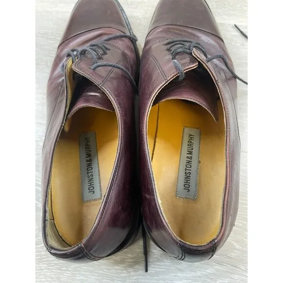 Johnston &amp; Murphy Mens Emery Cap Cordovan 15-0643 Burgundy Leather Derby Shoe 10
