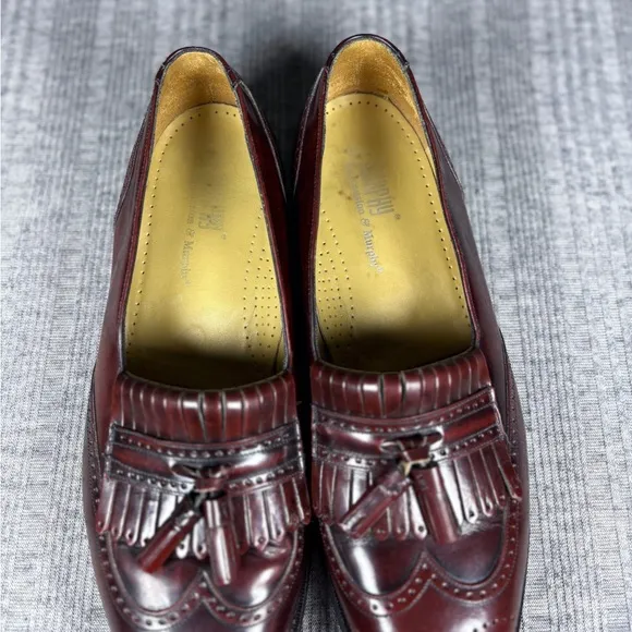 Johnston &amp; Murphy Mens Wingtip Kiltie Tassel Loafer Dress Shoe Size 10M Burgundy