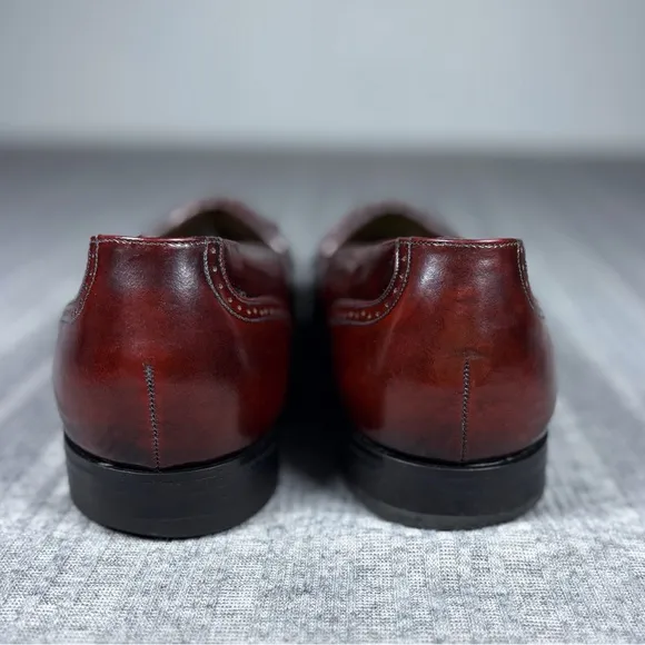 Johnston &amp; Murphy Mens Wingtip Kiltie Tassel Loafer Dress Shoe Size 10M Burgundy
