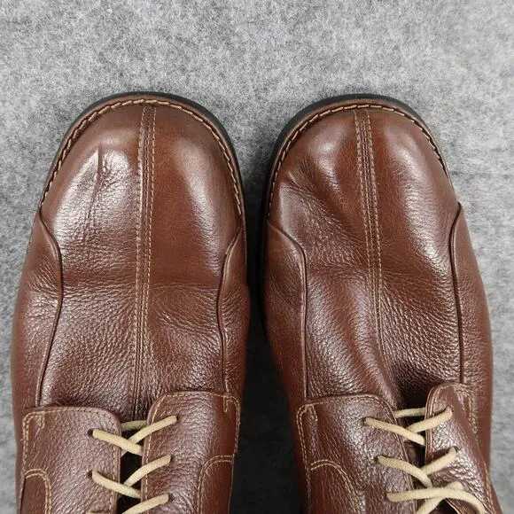 Johnston &amp; Murphy Shoes Mens 9.5 Derby Oxford Leather Sheepskin Split Toe Brown